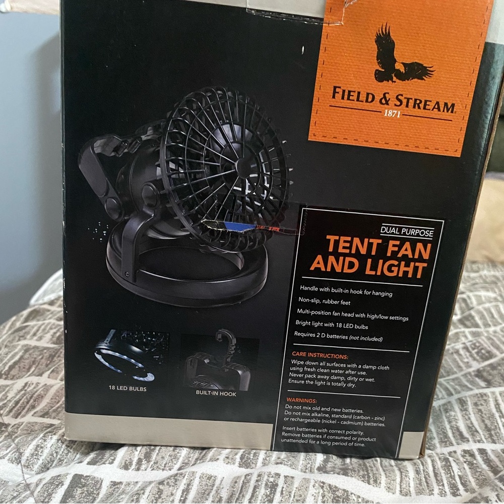 Tent fam and light built in never used